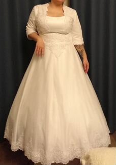 Свадебное платье большого размера с шубкой, подъюб