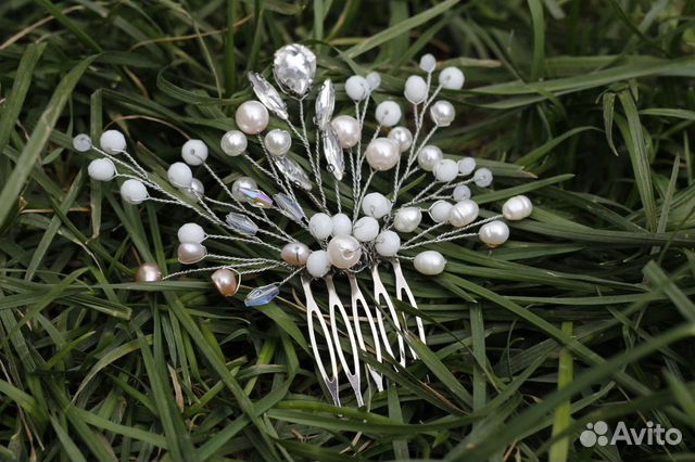 Гребень для волос с жемчугом ручной работы,новый