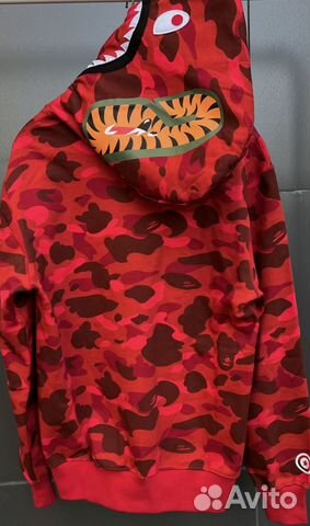 Bape Color Camo Shark Full Zip Hoodie Red