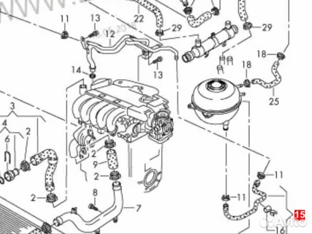 7H0122108A шланг системы охл VW T5 Т5 2,5