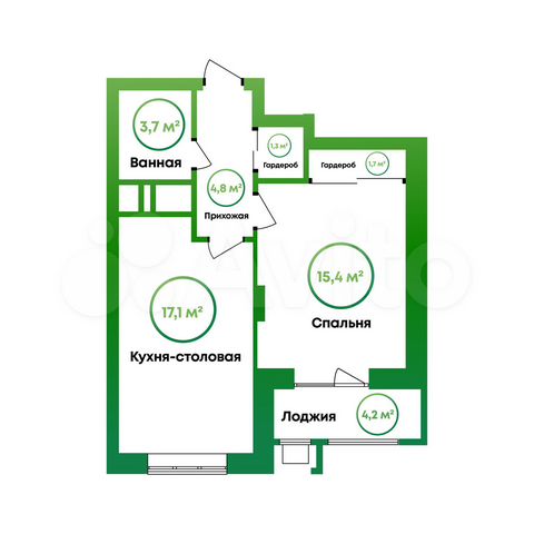 1-к. квартира, 46,1 м², 14/16 эт.