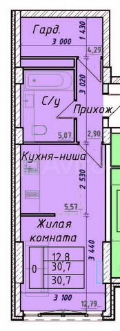 Квартира-студия, 31 м², 1/18 эт.