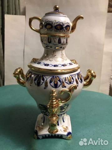 Два самовара фарфоровые Гжель, винтаж