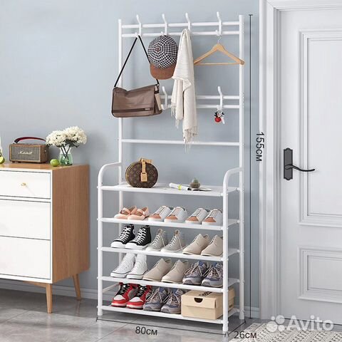 Вешалка напольная + полки для обуви новая