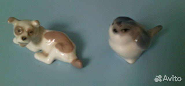 Статуэтки фарфоровые Собачка лфз и Птичка