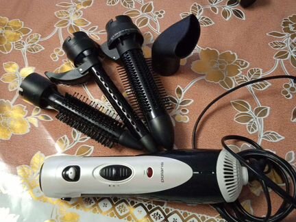 Фен щётка с насадками, плойка