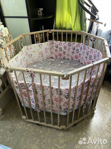 Детский манеж из натурального дерева 123х123см