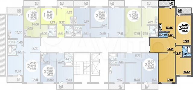 3-к. квартира, 86,2 м², 8/18 эт.