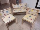Детская деревянная мебель: стол, два стула, лавка
