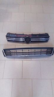 Решетка бампера хром поло седан VW polo радиатора