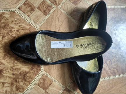 37 размер Балетки лакированные черные
