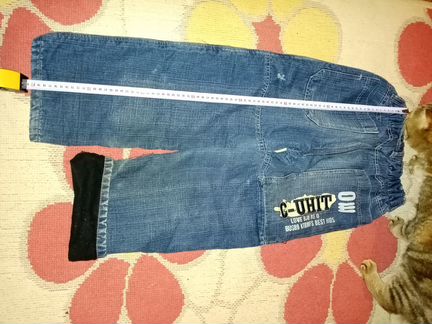 Джинсовые брюки утепленные на 10-12 лет