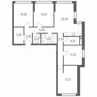 3-к квартира, 113.9 м², 7/35 эт.