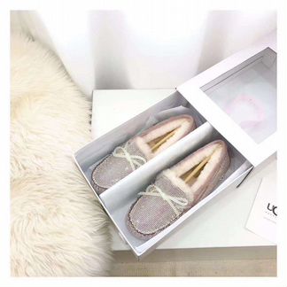 Эспадрильи мокасины лоферы зима угг со стразами