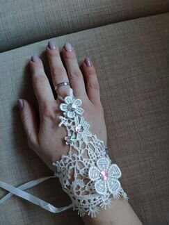 Свадебные ажурные белые перчатки