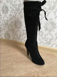 Сапоги на каблуке осенние натуральная замша