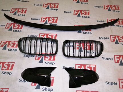 Крышки зеркал+ноздри+спойлер bmw 3 f30