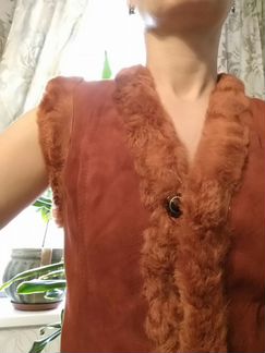 Безрукавка меховой жилет Натуральный мех Ручная ра