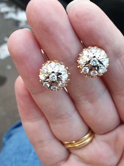 Золотые серьги с бриллиантами СССР бахча