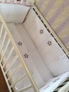 Бортики в кроватку 4 шт.+ пододеяльник+ подушка дл