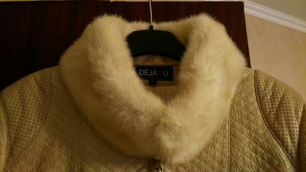 Куртка кожаная с воротником из норки