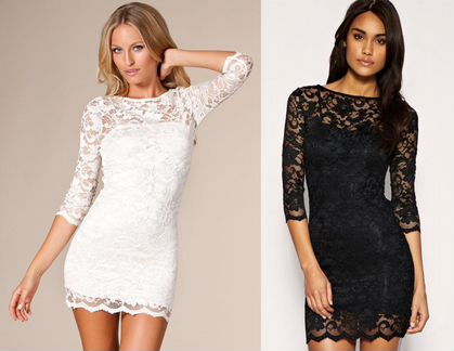 Платья кружевные, белое и чёрное