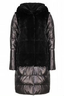 Пуховик кожа+мех