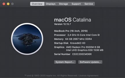 MacBook pro 16 2019 64gb 2.4