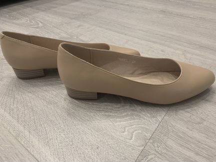 Балетки кожаные бежевые, р.39