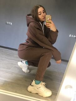 Костюм на флисе спортивный тёплый с худи