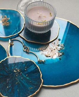 Подстаканники и сырная тарелка из эпоксидной смолы