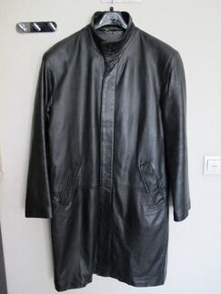 Пальто кожаное nero chiaro Италия