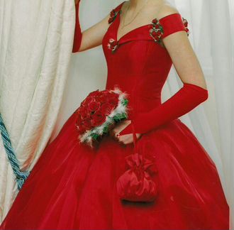 Эксклюзивное итальянское красное свадебное платье