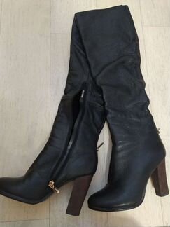 Высокие сапоги, еврозима, натуральные кожа и мех