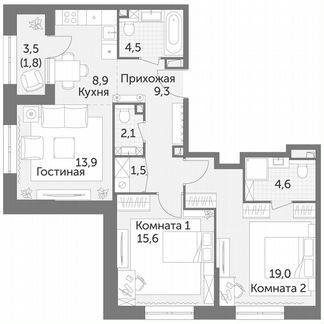 3-к квартира, 81.2 м², 25/29 эт.