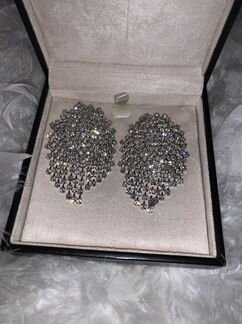 Серебряные серьги из страз кристаллов