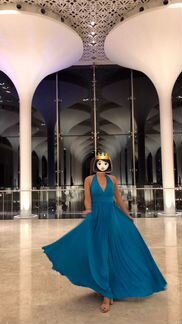 Платье синее длинное