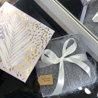 Оренбургский серый подарочный пуховый платок 140см