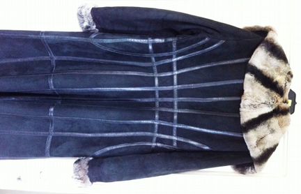 Дубленка черная длинная натуральная Турция