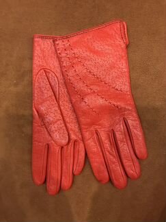 Перчатки женские кожаные красные