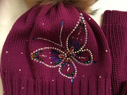 Комплект шапка, снуд, варежки