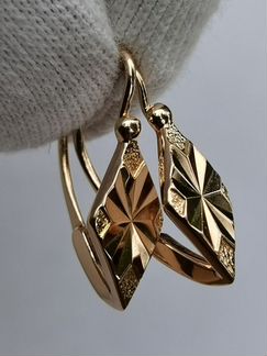 Золотые советские серьги Ромбики