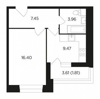 1-к квартира, 38.9 м², 20/22 эт.