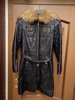 Кожаное пальто Зимнее на подкладке из кролика