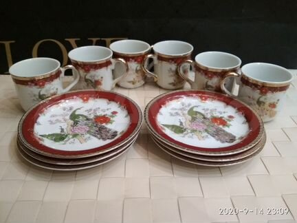 Японский кофейный набор Павлин Редкий 1950