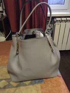 Сумка светло-серая кожа натуральная