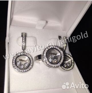 Золотой комплект шопард с бриллиантами chopard