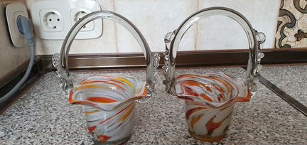 Ваза конфетница из цветного стекла