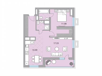 2-к квартира, 65.7 м², 18/24 эт.